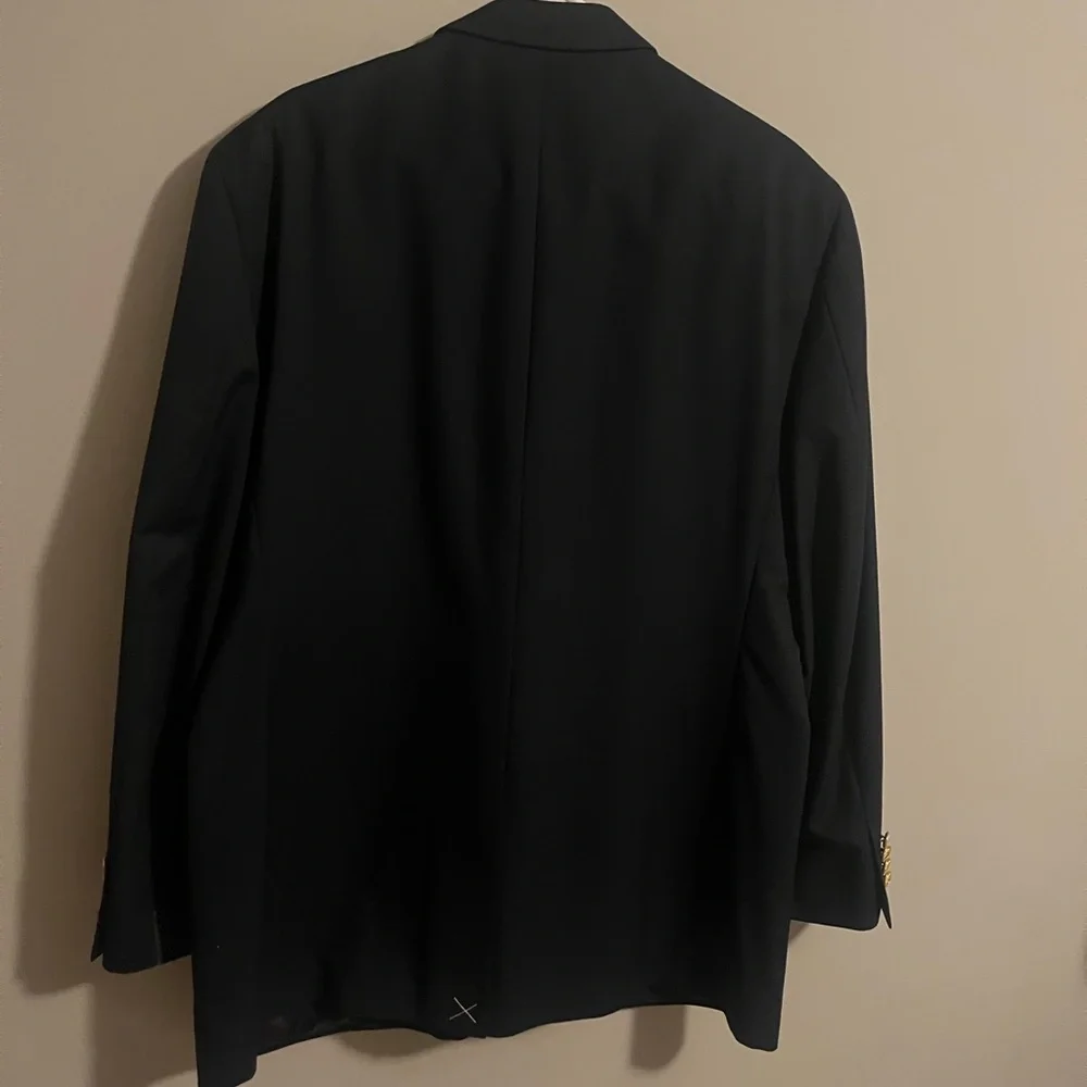 Brooks Brothers 346 Black Blazer Suit Jacket 2 gold button front size 48R